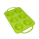 Jumbo Silicone Muffin Pan, Non-stick Large Silicone Cupcake Pan with Handles 6 Cup, Silicon Muffin Tin Tray for Baking, Egg Bites, Cupcake Mold, Cake and Pan Nonstick Baking Molds, BPA Free Red Green