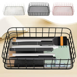 Desktop Metal Storage Basket, Grids Storage Tray Small Wires Baskets Fruit Basket Metal Organizer Tray for Home Decoration, Closets, Fridge, Kitchen Black