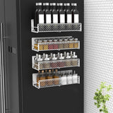 Magnetic Spice Rack for Refrigerator, Metal Strong Magnet Shelf, Space Saving Spice Organizer, Home Kitchen Storage Rack, Movable Magnetic Basket for Fridge Microwave Washing Machines White