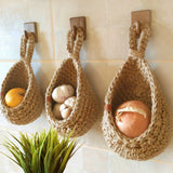 Hanging Wall Basket, Teardrop Hanging Baskets with Hanging Ring for Home Indoor Decoration, Hanging Plant Pot Holder, Vegetable Fruit Storage Baskets for Kitchen Wall Restaurant Balcony Garden A