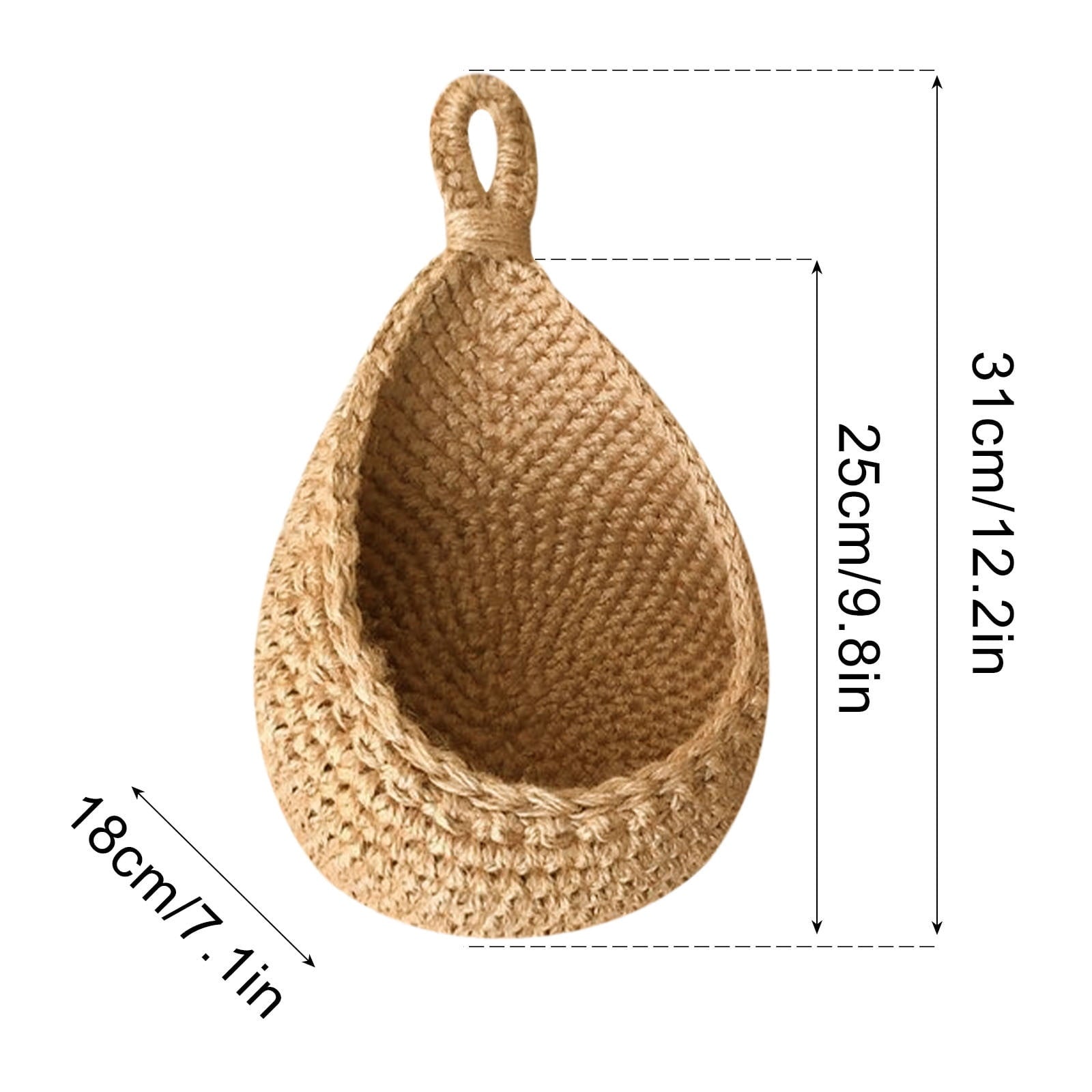 Hanging Wall Basket, Teardrop Hanging Baskets with Hanging Ring for Home Indoor Decoration, Hanging Plant Pot Holder, Vegetable Fruit Storage Baskets for Kitchen Wall Restaurant Balcony Garden E