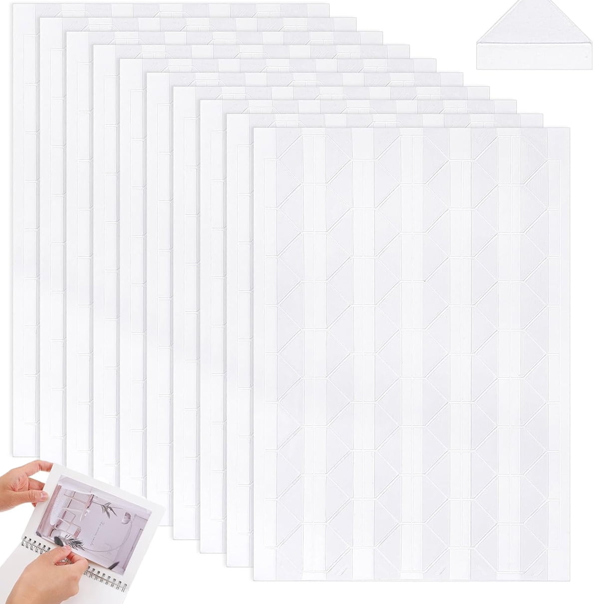 Tutuviw 408 Pcs Clear Photo Corners Stickers Self-Adhesive Photo Corners Lens Photo Corner Sticker for DIY Scrapbooking, Memory Books Journal and Picture Album (Clear, 4 Sheet)