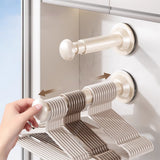 2PCS Retractable Clothes Hanger Storage Rack, Extendable Clothes Hanger with Suction Cup, Space Saving Household Tool for Closet Washer Dryer Beige