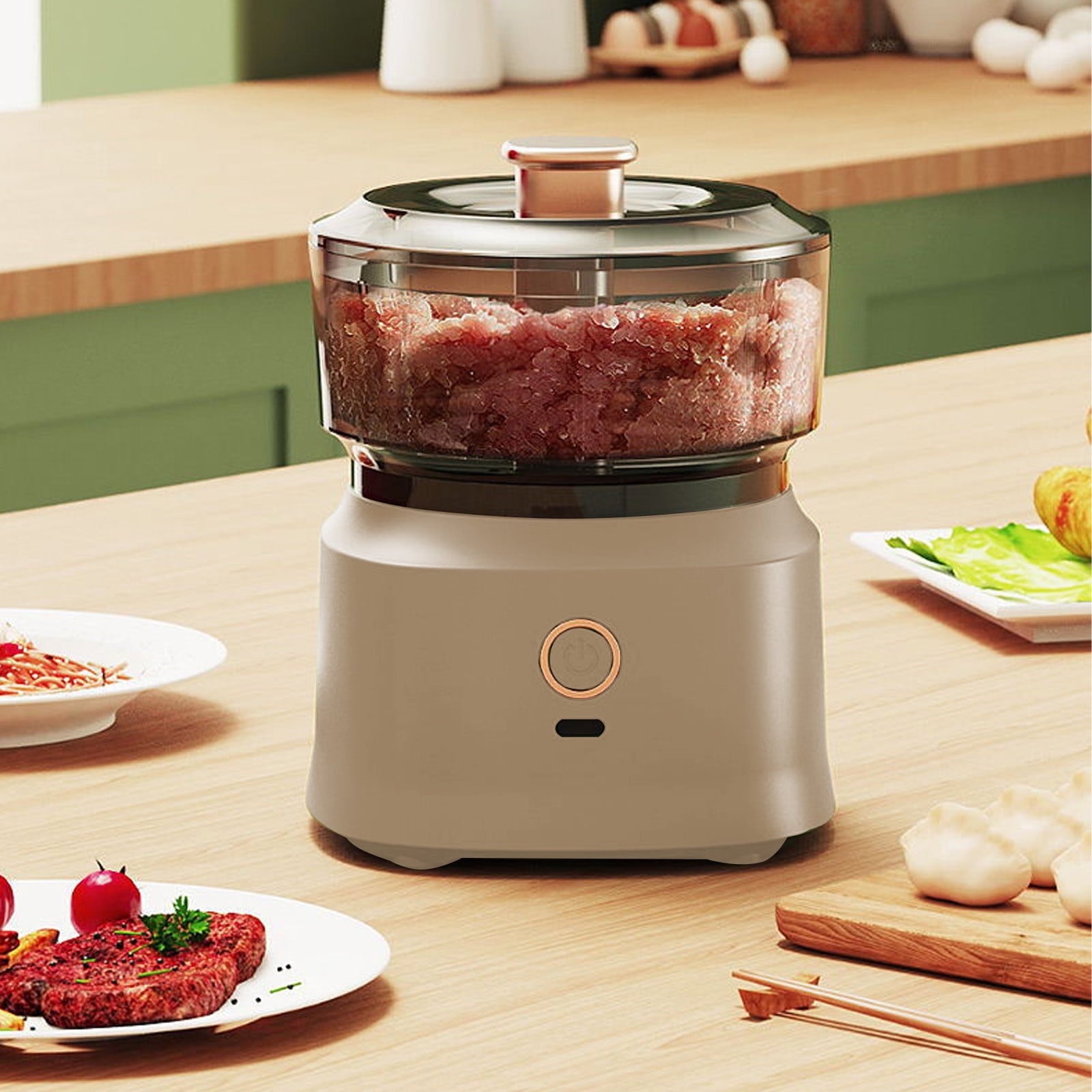 Food Processor, 350ML Electric Food Chopper with Stainless Steel Blade and USB Rechargeable, Mini Chopper, Garlic Chopper, Vegetable Masher, for Onions Meat Spices Coffee