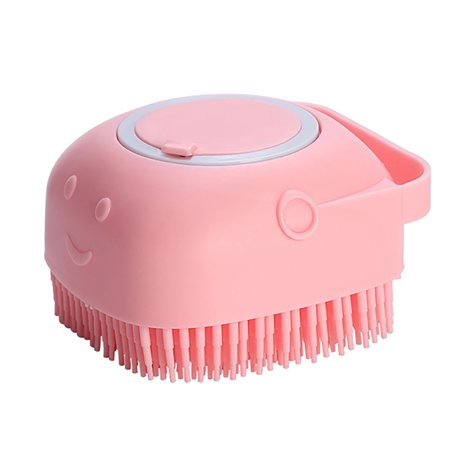 Dog Bath Brush, Pet Massage Brush, Shampoo Dispenser, Soft Silicone Brush, Rubber Bristle for Dogs and Cats Shower, Soft Pet Rub Back Brush, Shower Brush Pink