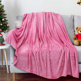 Christmas Solid Color Blanket, 59x39" Soft Warm Throw Blanket, Light-weight Plush Throw Blanket for Bed Sofa Camping Airplane Holiday Pink