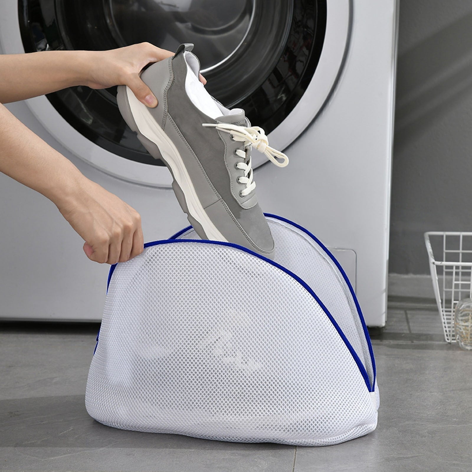 Shoe Wash Bag, Mesh Laundry Bag with Zipper, Portable Washable Shoe Storage Pouch Cleaning Laundry Bag for Sneakers Sock Toys Slipper S