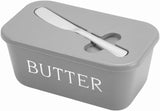Butter Dish with Lid, Home Decor, Large Butter Dish for Countertop Ceramic Butter Keeper Container with Knife, Sealing Butter Dish, Butters Storage Box, Kitchen Gift Blue