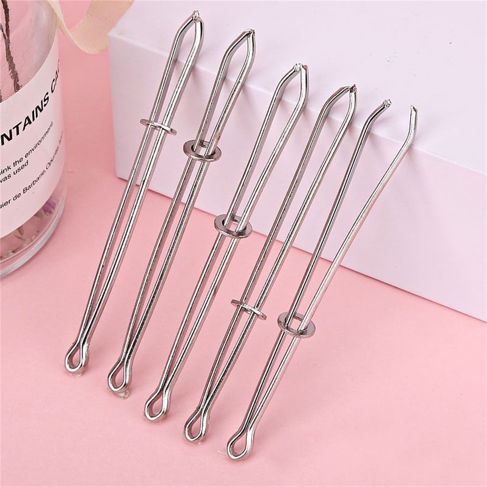 5Pcs Rope Threader, DIY Rope Threader Clip, Waist Band Threader, Metal Drawstring Belt Bodkin Threader, Sewing Puller Tool Set, for Hoodie Sweatpant Coats Pants Elastic Replacement Silver