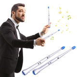 Silver electronic drumsticks with textured grips and light-up tips.