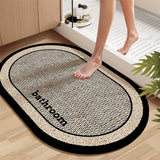 Thin Bath Mat, Super Absorbent Quick Dry Thin Bathroom Rugs, Elliptical Bath Antis-skids Mat, Fit Under Door, Non Slip Rubber Backed Mat, Washable Bathroom Floor Mats Black