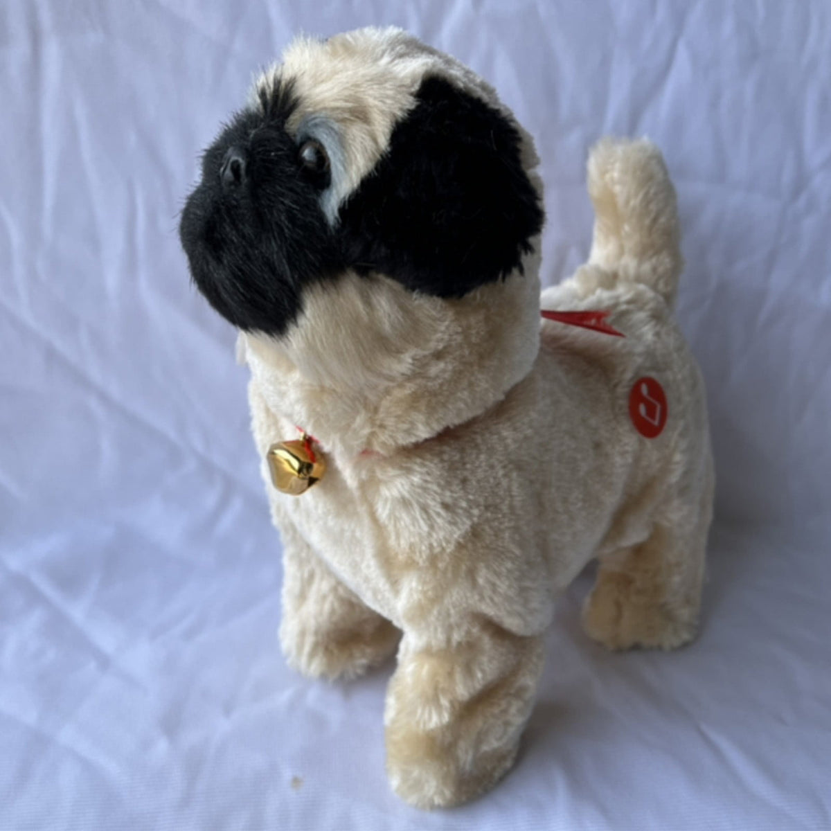 Simulation Dog Toy, Lifelike Stuffed Interactive Pet Toy, Stuffed Animals Electronic Puppy with Sound & Movable Limbs, for Birthday Party Holiday Gift Home Decor Beige