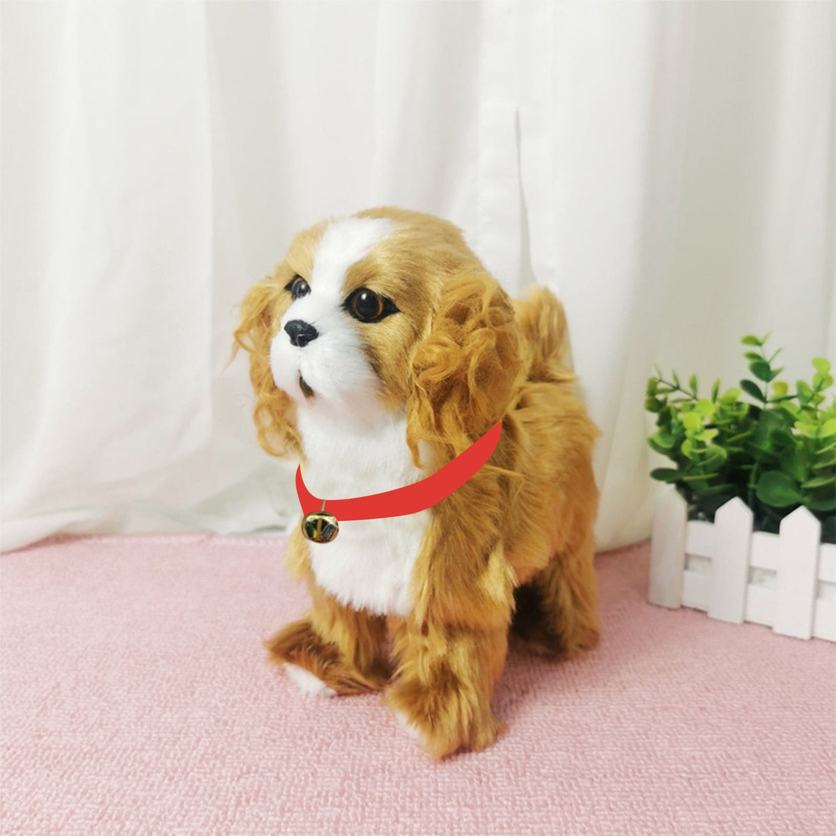 Simulation Dog Toy, Lifelike Stuffed Interactive Pet Toy, Stuffed Animals Electronic Puppy with Sound & Movable Limbs, for Birthday Party Holiday Gift Home Decor Brown