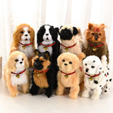 Simulation Dog Toy, Lifelike Stuffed Interactive Pet Toy, Stuffed Animals Electronic Puppy with Sound & Movable Limbs, for Birthday Party Holiday Gift Home Decor Glod