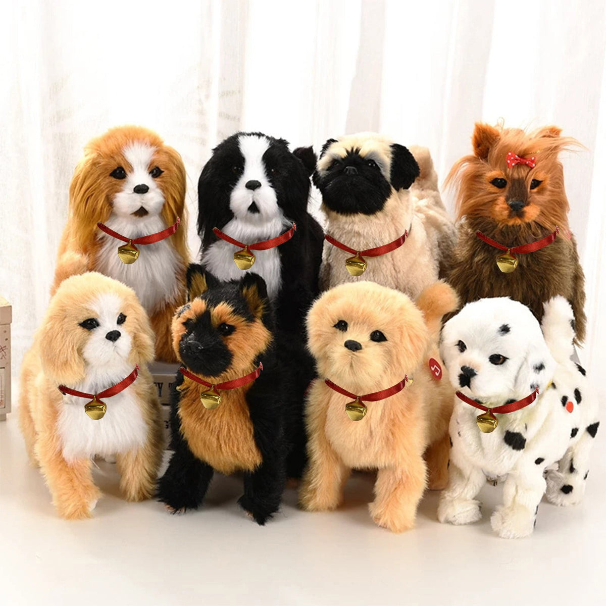 Simulation Dog Toy, Lifelike Stuffed Interactive Pet Toy, Stuffed Animals Electronic Puppy with Sound & Movable Limbs, for Birthday Party Holiday Gift Home Decor Glod