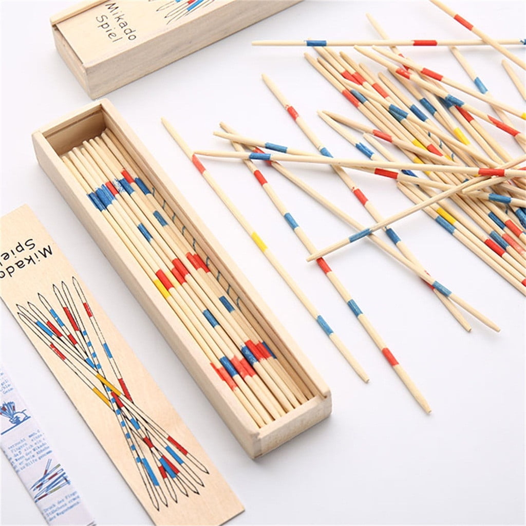 31PCS Pick Up Sticks, Wooden Pick Up Sticks Game with Gift Box, Classic Table Game Funny Family Board Game for Home Famliy Friend As shown