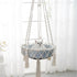 Macrame Cat Hammock, Handwoven Cats Bed, Hanging Indoor Boho Kitten Swing Beds, Hanging Cats Bed, Kitty Hanging Basket, for Playing Sleeping Climbing and Lounging White