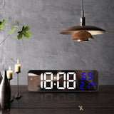 Digital Clock Large Display, Alarm Clock for Living Room Office Bedroom Decor, LED Corded Electric, Date Temp Display Wall Clock, Smart Cool Modern Desk Accessories Red