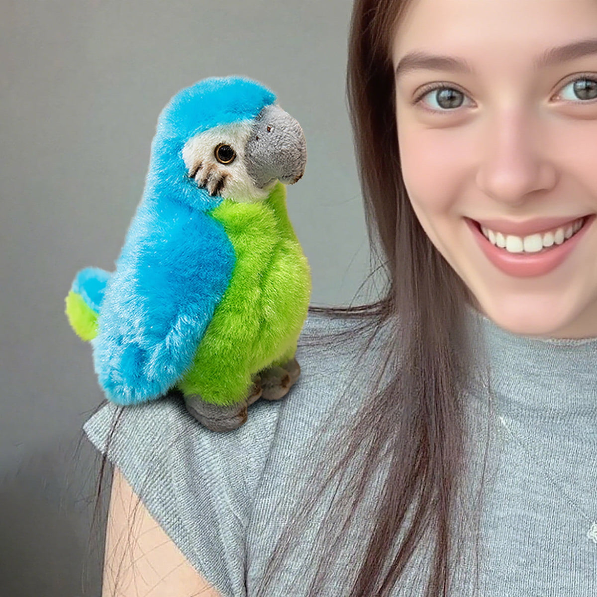 Shoulder Plush, Magnetic Plushs Toy Riding Stuffed Animals Toy, Cute Stuffed Doll with Magnet, Shoulder Parrot Plush Toy Home Decoration for Birthday Party Holiday Christmas Gift L