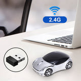 2.4G Wireless Mouse, Cute Car Mouse, 2.4G Wireless (10m Range) and USB Plug and Play, 1200DPI Optical Tracking, for PC Computer Laptop Tablet, with LED Light Yellow