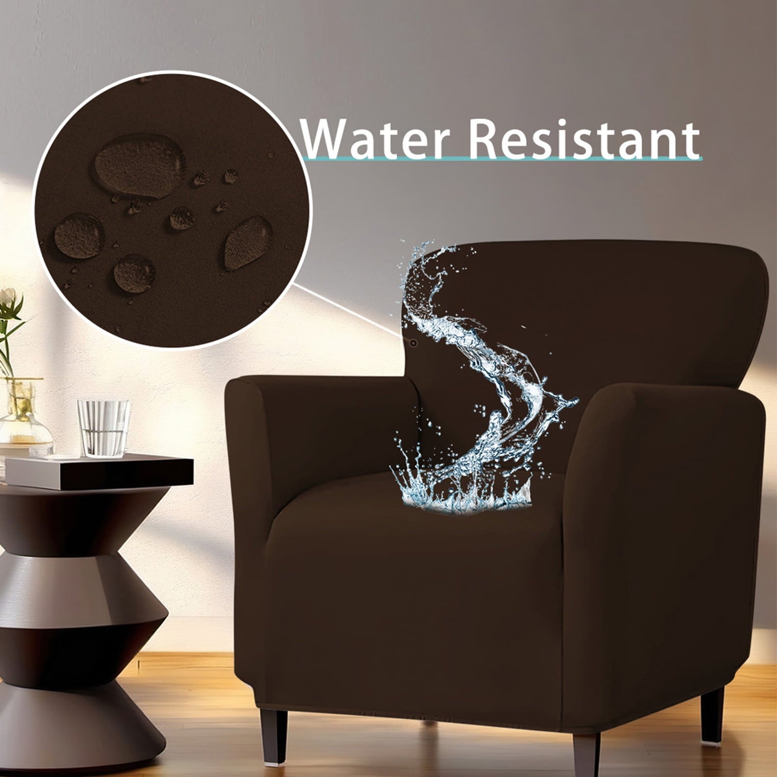 Chair Slipcovers, Waterproof Chair Covers, Armchair 1-Piece Stretch Chair Covers for Living Room, Nonslip Outdoor Armchair Slipcover, Elastic Solid Color Chair Cover, Pets Furniture Protector Coffee