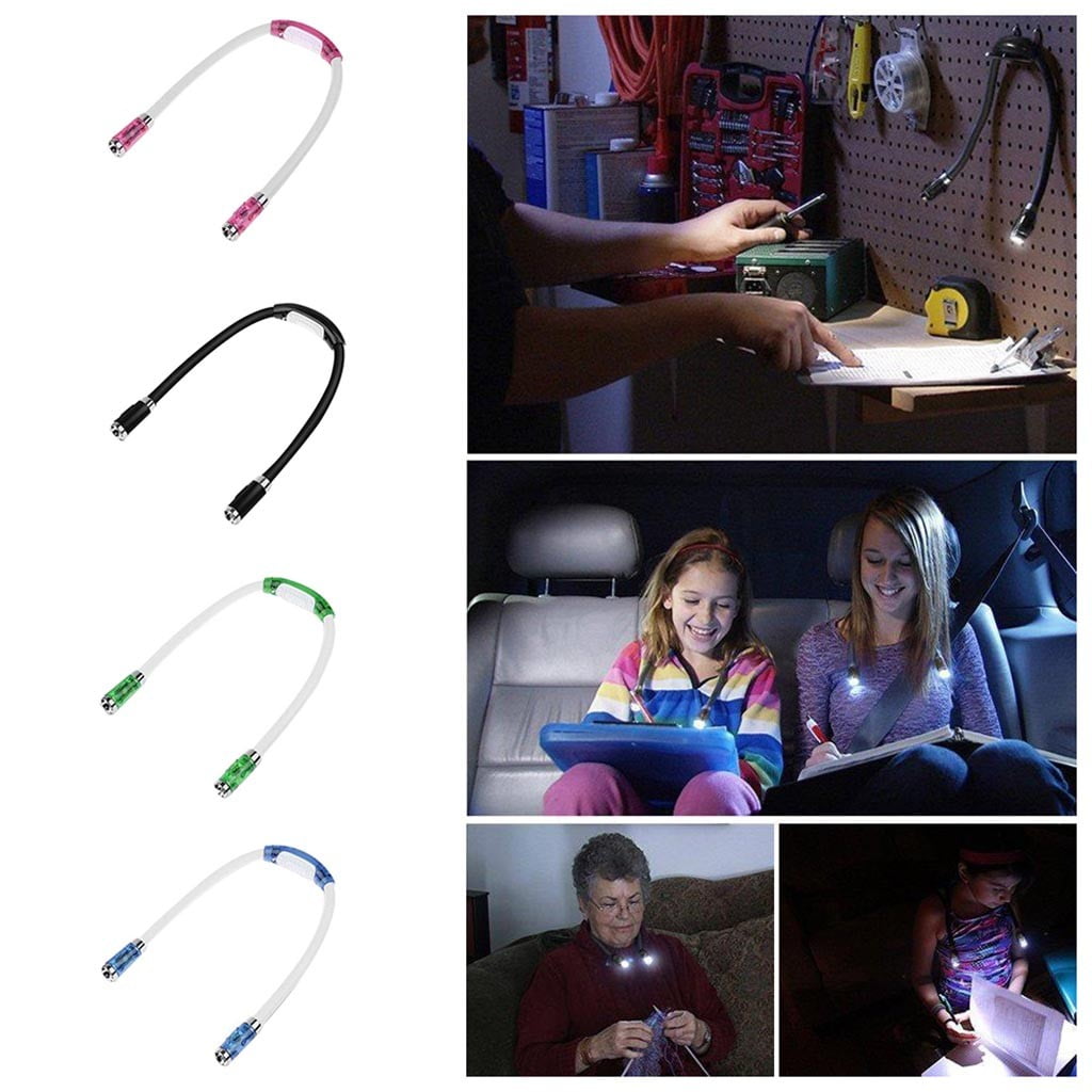 Rechargeable LED Neck Reading Light, 3 Modes Neck Reading Lamp, Hands Free Flexible Torch, U-Shaped LED Light with Soft Silicone Arms Comfortable Wear, for Camping Repairing Knitting Black