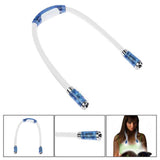 Rechargeable LED Neck Reading Light, 3 Modes Neck Reading Lamp, Hands Free Flexible Torch, U-Shaped LED Light with Soft Silicone Arms Comfortable Wear, for Camping Repairing Knitting Blue