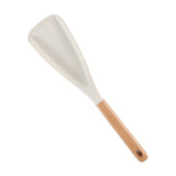 Cooking Spoon for Nonstick Cookwares, Multi-functional Silicone Cooking Shovel with Wooden Handle, Silicone Salad Spatula Kitchen Utensils for Mixing Scrape White