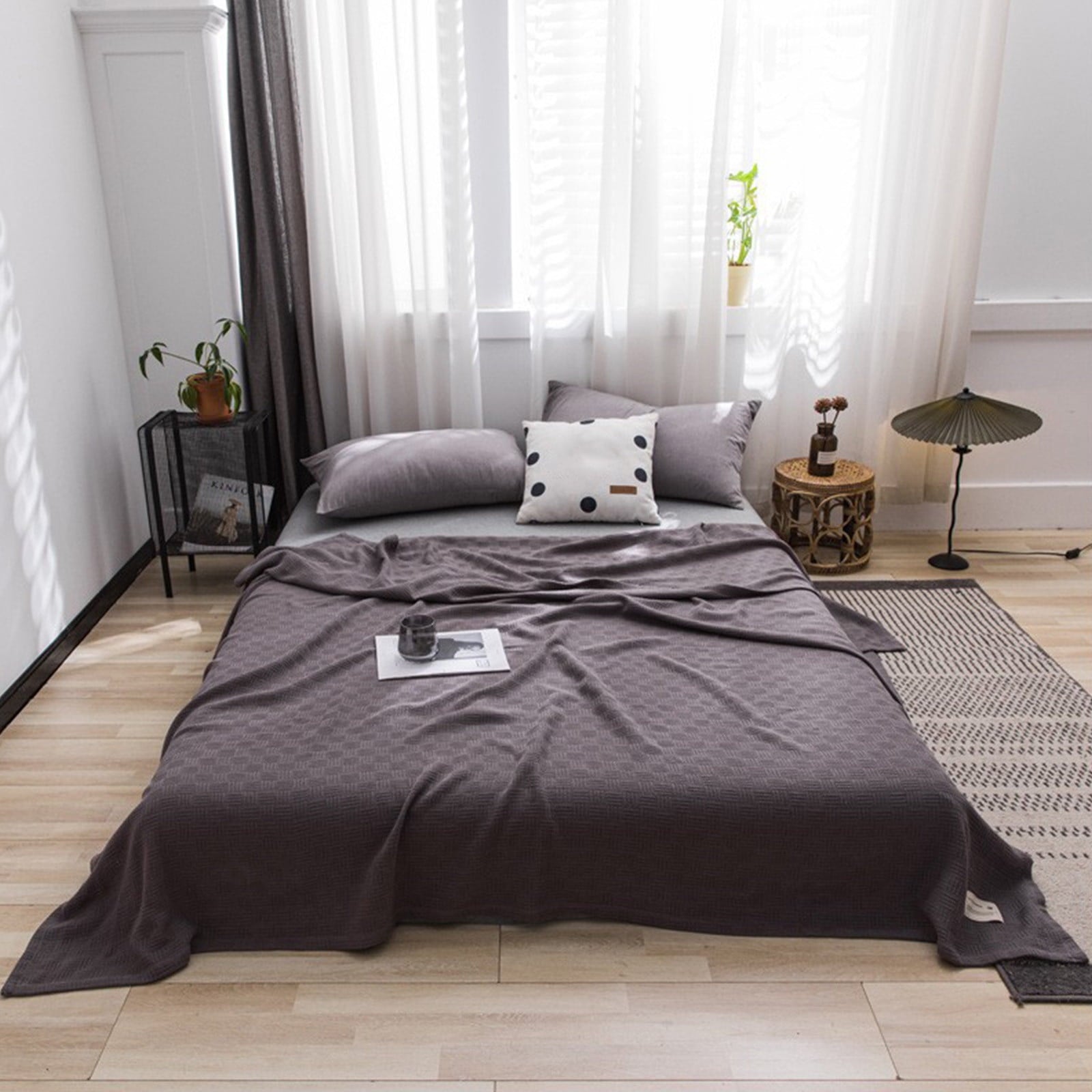 59x39" 100% Cottons Blanket, Soft and Breathable Bed Blanket, Multi-functional Bed Blanket for All Season, Machines Washable Bed Couch for Home Living Room Bedroom Office Travel Coffee