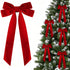 16 Pcs Christmas Velvet Bows for Christmas Tree, Rustic Wreath Gift Bows, Burgundy Christmas Ornaments, for Xmas Farmhouse Tree Garland DIY Craft Wrapping Decorative Red