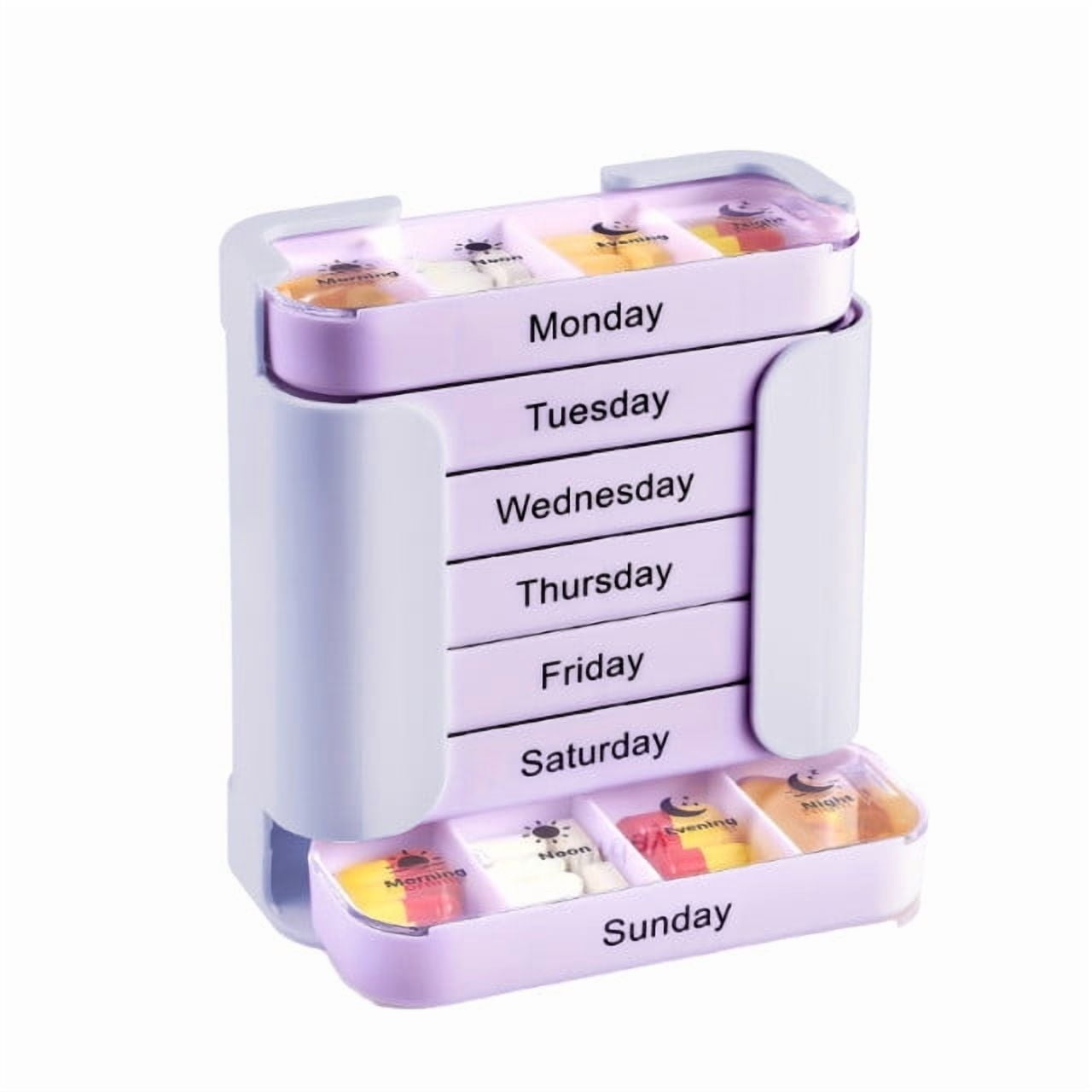 7-Day Medication Organizer, for Effortless Health Management, Large Weekly Pill Organizer with 4 Times a Day Compartments, Stackable Pill Organizer, for Vitamins and Supplements Blue