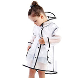 Genuiskids Hooded Transparent Raincoat Girl Boys Rain Coat Hooded Outdoors Clear Waterproof Kids Toddler Children's Rainwear Protective Covers 1-10T 3-6Y White
