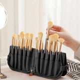 Makeup Brush Bag, Waterproof Stand-Up Makeup Brush Holder Organizer, Travel Make up Brush Pouch Cosmetic Bags, Painting and Makeup Bag, Large Capacity Makeup Brush Storage Bag Black