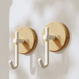 Wreath Hanger for Front Door, No Drilling Walnut Hook, Stick on Wall Hook, Self-Adhesive Household Hook for Towels, Keys, Hats, Coats, Bags 2PCS White