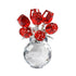 Clear Roses Bouquet Figurines, Glass Rose Flowers with Round Vase, Transparent Bouquet for Home Birthday Party Wedding Valentines Day Mother&