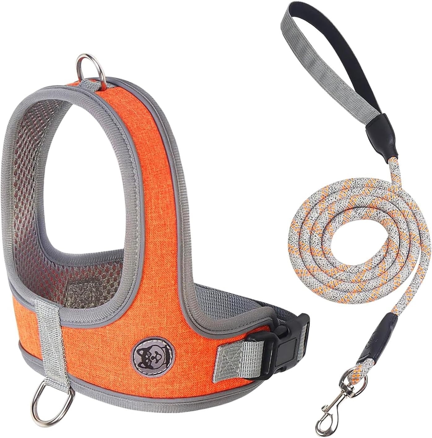 Dog Harness and Leash, No Pull Saddle Style Pet Harness, Breathable Mesh Adjustable Reflective Dog Vest, Dog Leash, for Dogs and Cat Medium Small Harness Blue,S