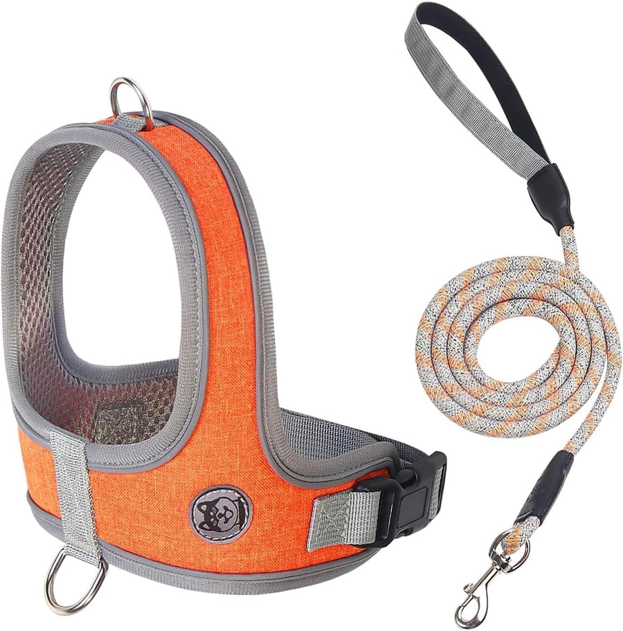 Dog Harness and Leash, No Pull Saddle Style Pet Harness, Breathable Mesh Adjustable Reflective Dog Vest, Dog Leash, for Dogs and Cat Medium Small Harness Blue,S