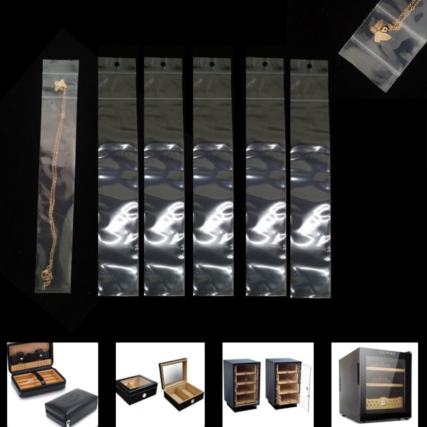 9.8x1.6" Double Ziplock PE Bags 100 Pack of Reclosable Long Plastic Bags QZS Clear Zipper Storage Bags Home Travel Accessories