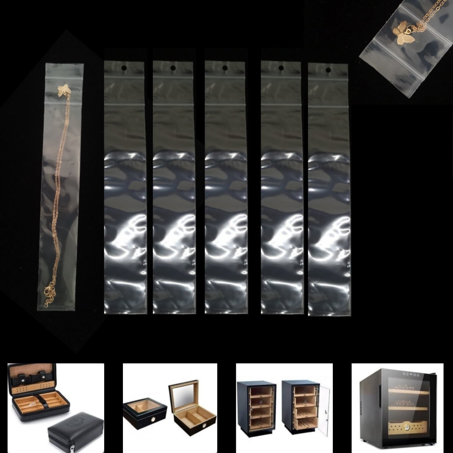 9.8x1.6" Double Ziplock PE Bags 100 Pack of Reclosable Long Plastic Bags QZS Clear Zipper Storage Bags Home Travel Accessories
