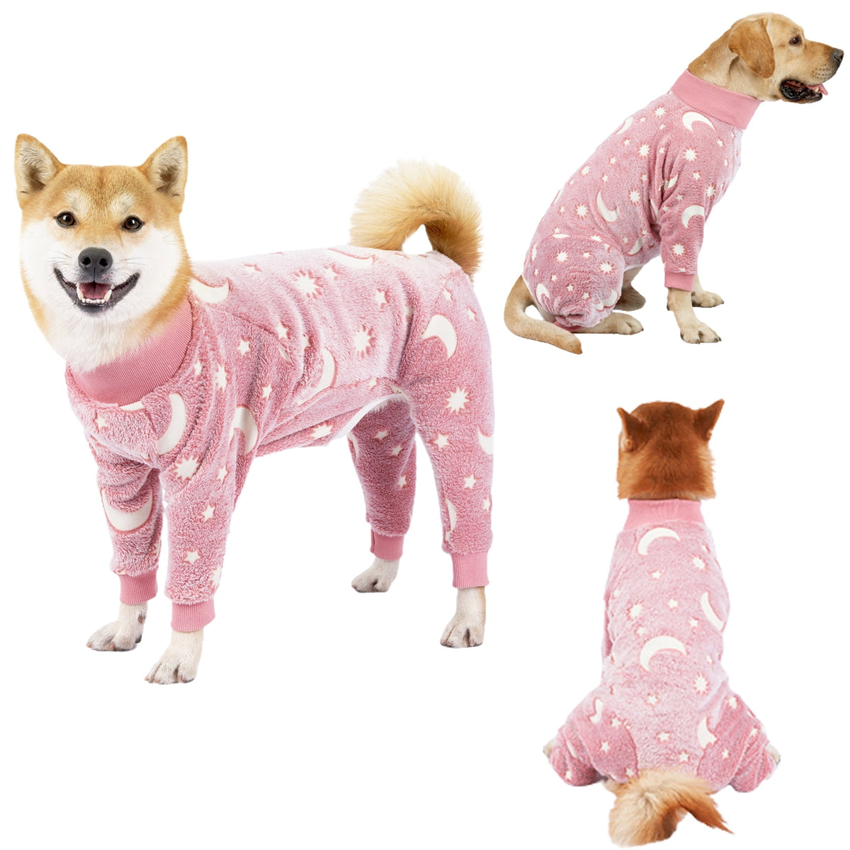 Bobasndm Turtleneck Dog Clothes Pajamas,Autumn Winter Dog Jumpsuit Coat,Winter Soft Warm Flannel Pajamas Jumpsuit for Medium Large Dog S Pink