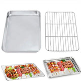 Baking Sheet With Cooling Rack, Half Sheet Pan With Wire Rack Set, Oven Baking Tray and Rack Set,15.75x11.8inch,Non Toxic & Easy Clean,Heavy Duty 12"