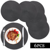 Braided Placemats for Dining Table Set of 6 - Round 15 inch Woven Heat Resistant Non-Slip Kitchen Table Mats, Red Black