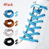 4Pairs No Tie Elastic Shoe Laces Adjustable Tieless Shoelaces, One Size Fits All Adult & Kids,Black, White, Blue, Brown Black, white, blue, brown