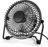 Tutuviw 4 Inch USB Desk Fan,Small and Quiet,Powerful USB Powered Portable Fan,Strong Airflow,Mini Metal USB Fan,360°Rotation,Personal Cooling Fan with 2 Speed for Home Office Black