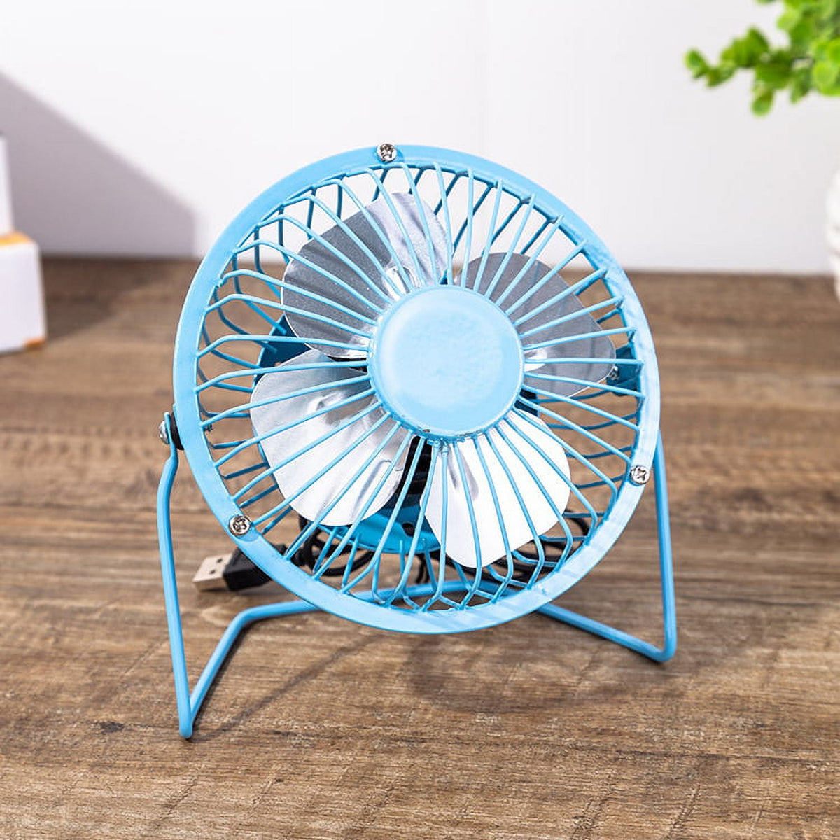Tutuviw 4 Inch USB Desk Fan,Small and Quiet,Powerful USB Powered Portable Fan,Strong Airflow,Mini Metal USB Fan,360°Rotation,Personal Cooling Fan with 2 Speed for Home Office,Black Blue