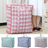 Dream Lifestyle Large Capacity Storage Bags, Large Checkered Storage Laundry Bag with Zipper & Handles for Shopping Moving Travel Blue