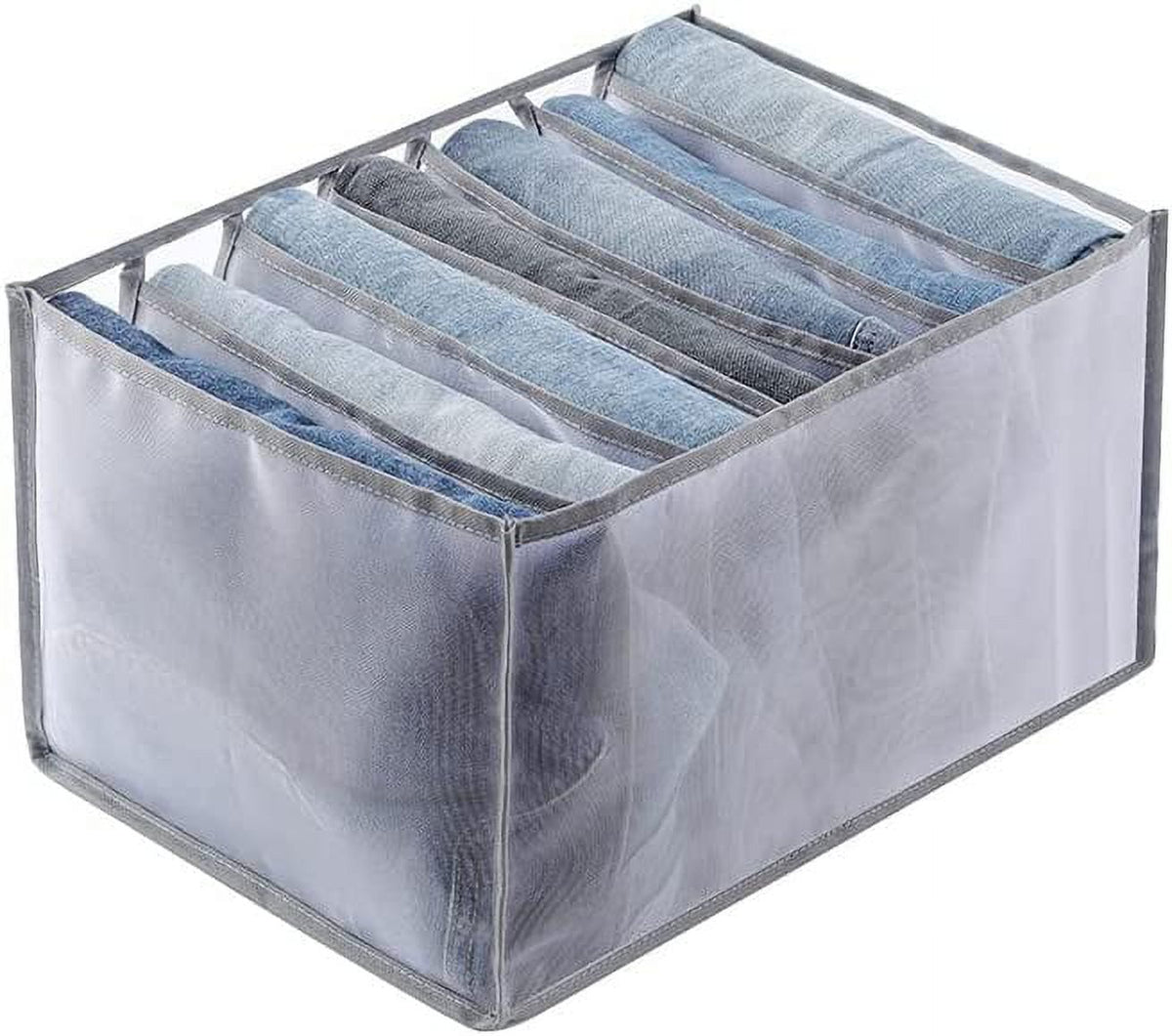 Tutuviw Wardrobe Clothes Organizer for Jeans, Upgraded Drawer Organizers for Clothing with Handle Foldable, Drawer Organizers Clothes(Gray,1PCS-M) 1PCS-7 Cell(M)