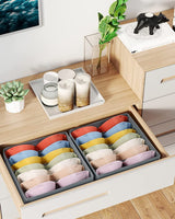 Tutuviw Wardrobe Clothes Organizer for Jeans, Upgraded Drawer Organizers for Clothing with Handle Foldable, Drawer Organizers Clothes(Gray,1PCS-M) 2PCS-7 Cell Gray