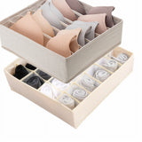 Tutuviw Wardrobe Clothes Organizer for Jeans, Upgraded Drawer Organizers for Clothing with Handle Foldable, Drawer Organizers Clothes(Gray,1PCS-M) 2PCS-7 Cell+24 Cell Beige
