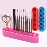 Bueautybox Makeup Beauty Brush Holder Organizer, Lipstick Holder Case Silicone Nail Polish Storage Rack Professional Cosmetic Display Box Pink